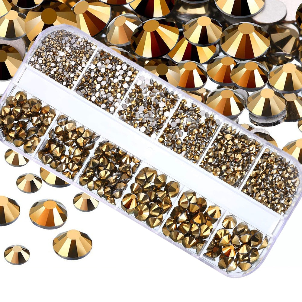 2000PC (20*100) Crystal AB Rhinestone In Grids 20Shape Flat- Back Nail Art Rhinestone With 1 Pick Up Pen In Clear Big Box