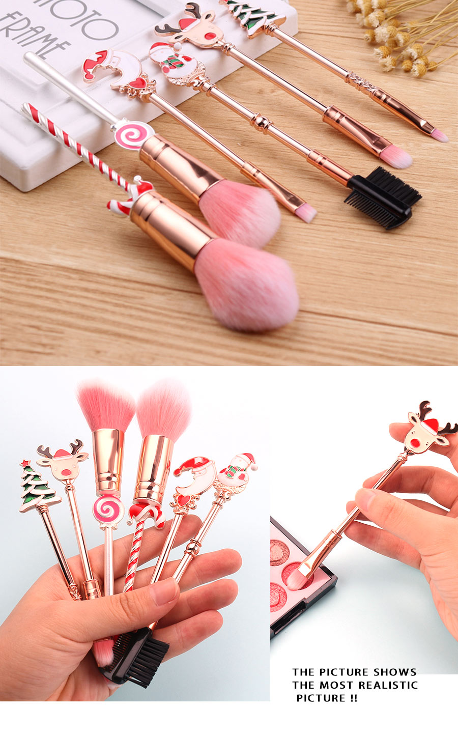 Luxurious Christmas Makeup Brushes Set Soft Synthetic Hair Cosmetic Eyeliner Foundation Powder Blending Eye Shadow Makeup Tools