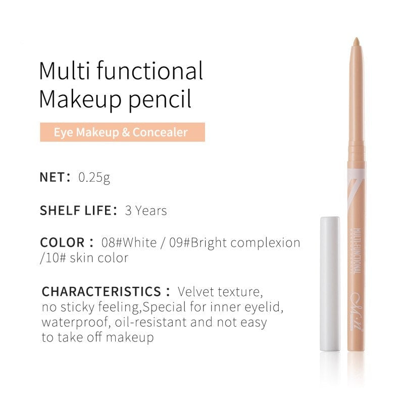 Multi-Purpose Eyeliner Bright Color Waterproof Eye Liner Eyes Makeup Rotatable Automatic Delineador White Eyeliner Gel Pen TSLM2