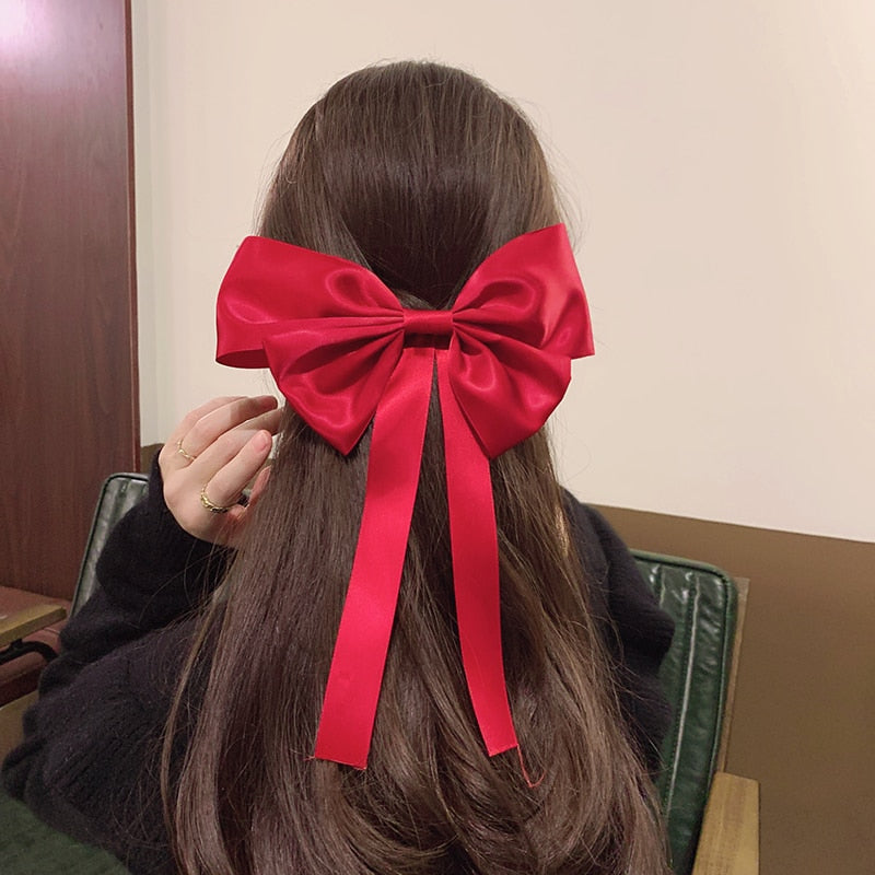 Lystrfac Korean 2Pcs Bow Hairpin for Women Girls Fashion Headdress Hairgrips Cute Back Head Top Clip Female Hair Accessories