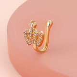 1Pc Fake Nose Studs Piercing Ring CZ Crystal Nose Cuff Women Punk Wire Spiral Nose Cuffclip Star Heart Nose Ring Body Jewelry