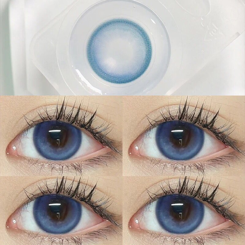 2Pcs Korean Colored Contacts Lenses with Myopia Soft Naturally Colored Cosmetics Blue Beautiful Pupil New