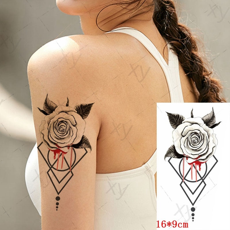 Waterproof Temporary Tattoo Sticker Hand Painted Cool Dark Skull Face Art Water Transfer Fake Tatoo Flash Tatto for Men Women