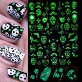 Fluorescence Halloween Nail Sticker Spider Web Skull Snake Glowing in the Dark Christmas Luminous 3D Adhesive Slider SACY046-054