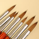 Kolinsky Acrylic Nail Brush Good Quality Nail Art Mink Brush Wood Handle Gel Builder Manicure Brush Drawing Tools Size 6-24