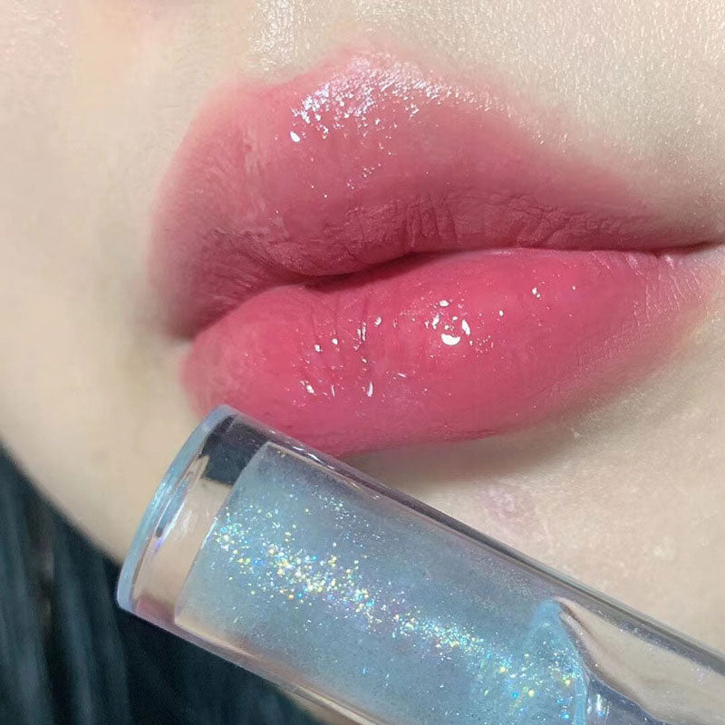 Purple Glitter Water Light Lip Gloss Long-lasting Double-end Lip Glaze Mirror Liquid Lipstick Not Fade Lip Tint Korean Cosmetic