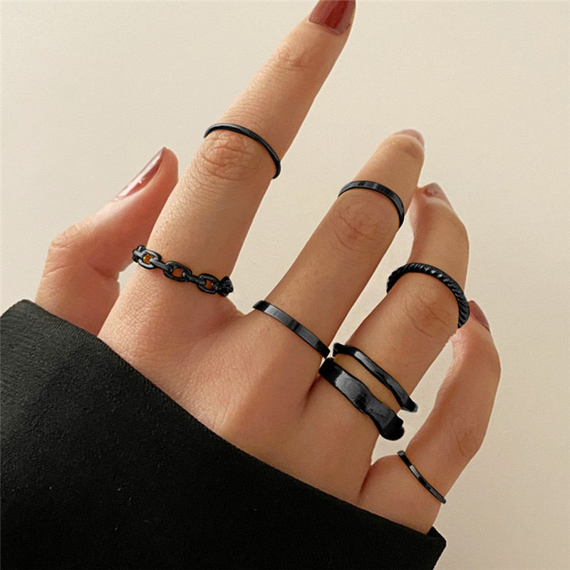 KOTiK Trendy Bohemian Midi Knuckle Ring Set For Women Gold Color Crystal Heart Flower Moon Geometric Finger Rings Jewelry Gifts