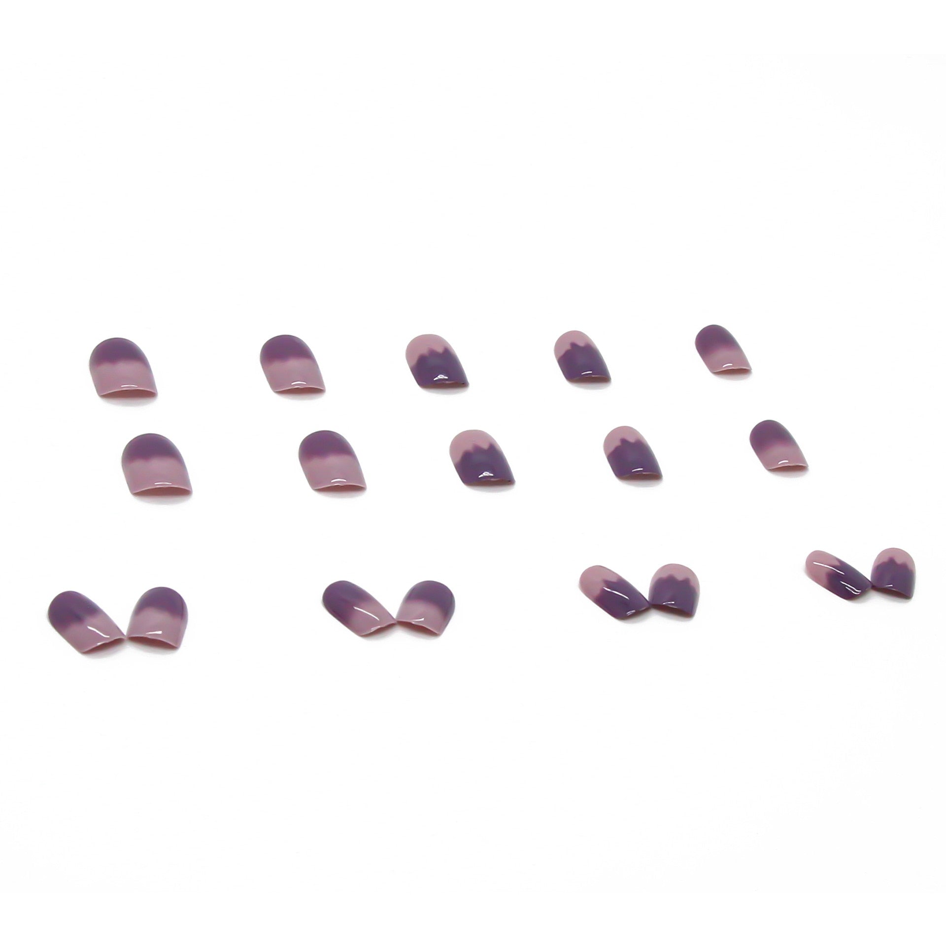 24Pcs/Set Short False Press on Nail Tip Purple Designs Detachable Reusable Fake Nails Stick-on Nail Art DIY Tips