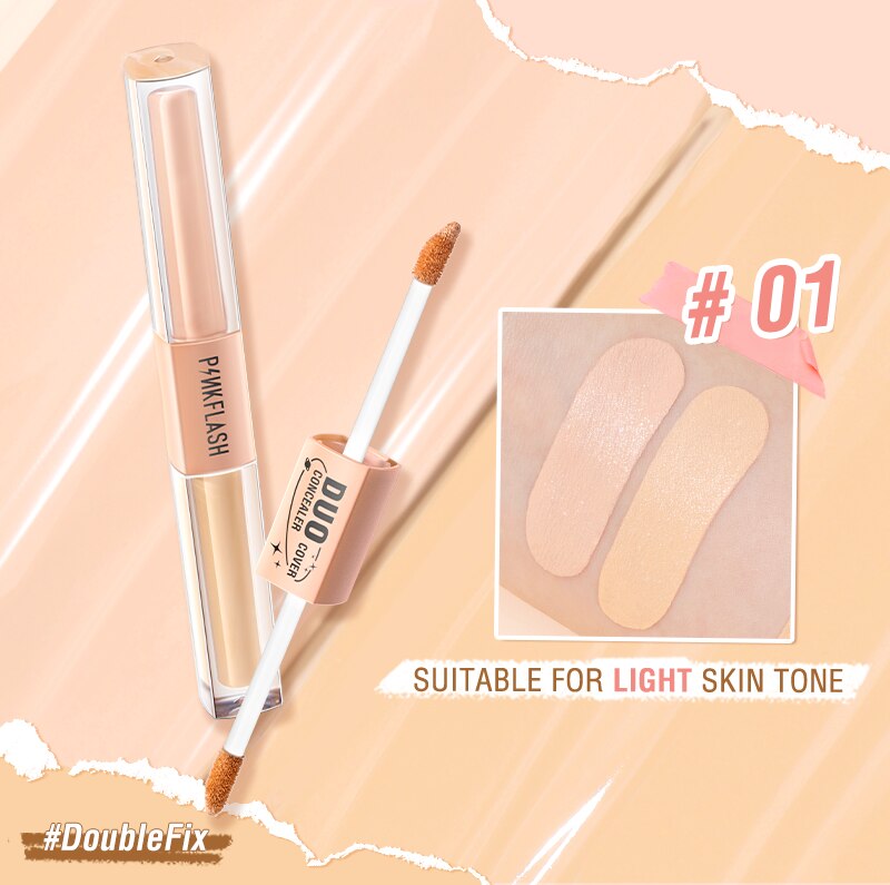 2 In 1 Dual-Shade Liquid Concealer Full Coverage Brighten Matte Lightweight Face Makeup Foundation Cream Cosmetic