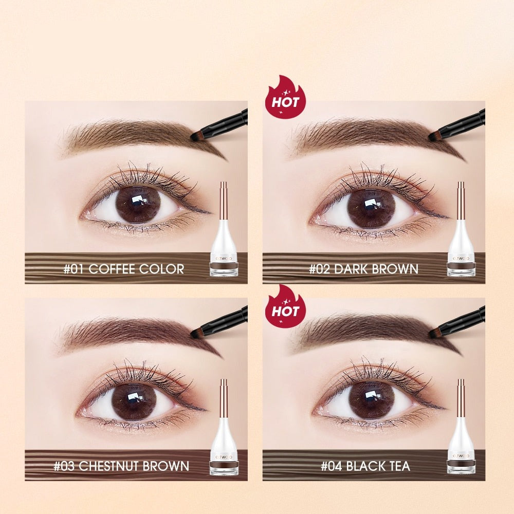 Eyebrow Pomade Brow Mascara Natural Waterproof Long Lasting Creamy Texture 4 Colors Tinted Sculpted Brow Gel with Brush