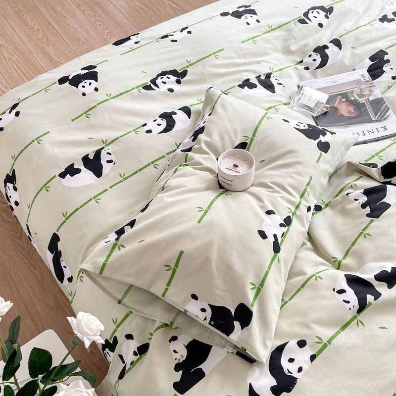 100%Cotton Cute Panda Bed Set Four-piece/Set Duvet Cover/pillowcase/bed Sheet Single Bed/double/King Bed 220x240cm/200x230cm