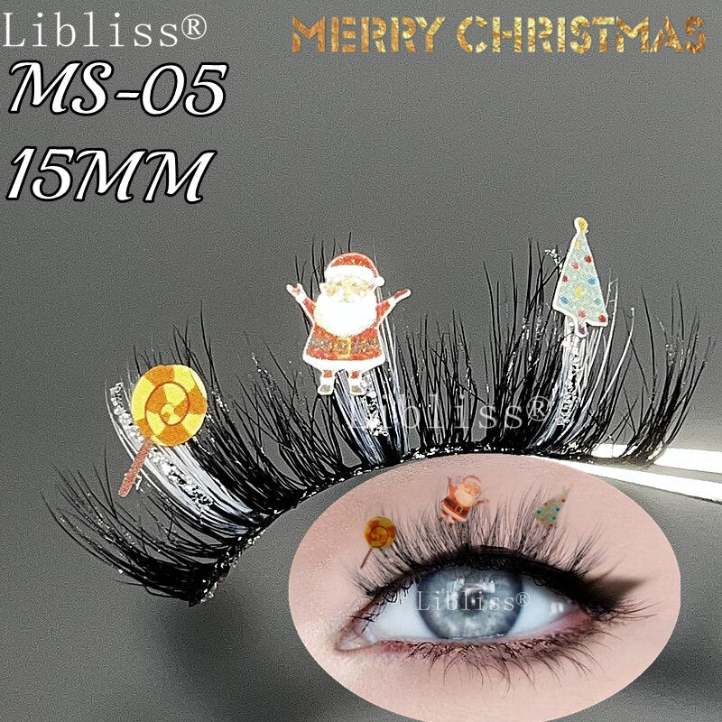 15-20MM Party Fluffy Halloween Christmas Mink Lashes Vendor 3D 5D Glitter Colored Fake Eyelashes Box Package Makeup Tools