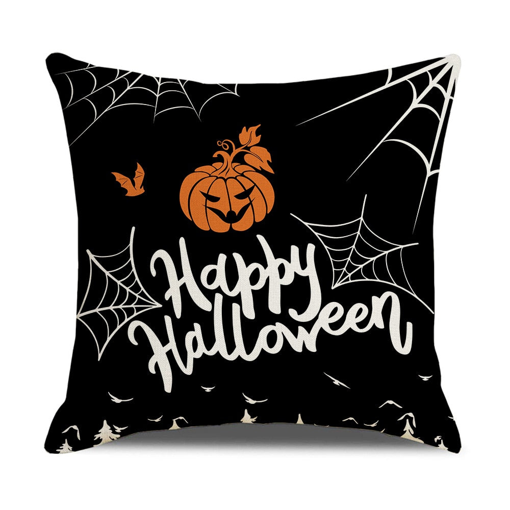 2022 New Linen Halloween Fall Cushion Cover 18Inch Trick or Treat Farmhouse Cat Witch Home Throw Pillow Covers for Couch Decor