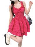 Plaid Sweet Party Mini Dress