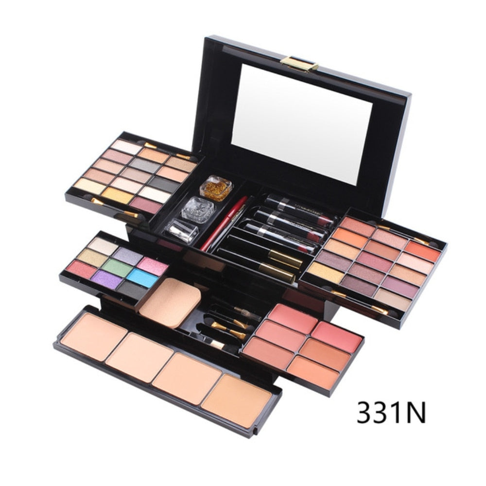 Pro 180 Color Eyeshadow Blush Cosmetic Foundation Face Powder Makeup Case with Mirror Eye Shadow Palette Maquillage Make Up Kit