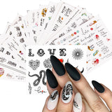 16pcs Abstract Image Nail Stickers Red Lips Cool Girl Snake Design Water Transfer Decals Sliders Manicure Nail Art Decorations