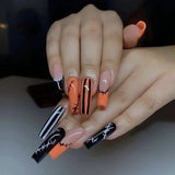 2022 Halloween Patch Nail Tip(24pcs/Box)French Press On Fake False Full Coverage Grimace,Blood Long Coffin Nail Tips With 1 Glue