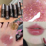 Galaxy Gray Mirror Water Lip Gloss Lip Glaze Shimmer Glass Lip Oil Liquid Lipstick Waterproof Moisturizing Matte Lip Balm Makeup