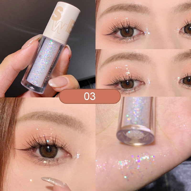 Liquid Eyeshadow Easy To Wear Pearlescent Liquid Eyeliner Glitter Lying Highlight Eye Shadow Long-lasting Glitter Eye Makeup