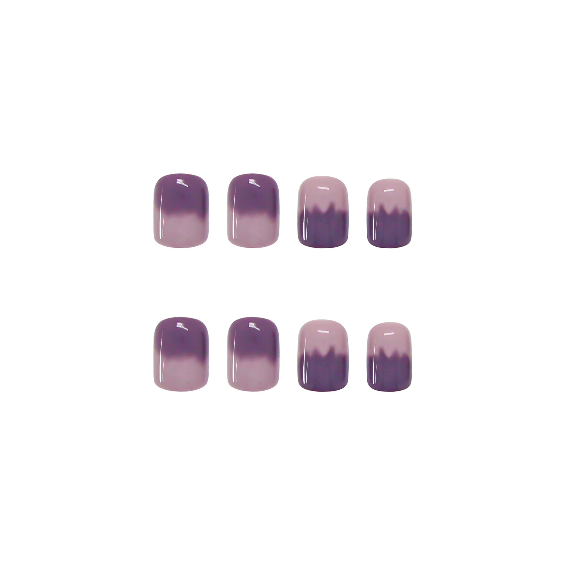 24Pcs/Set Short False Press on Nail Tip Purple Designs Detachable Reusable Fake Nails Stick-on Nail Art DIY Tips