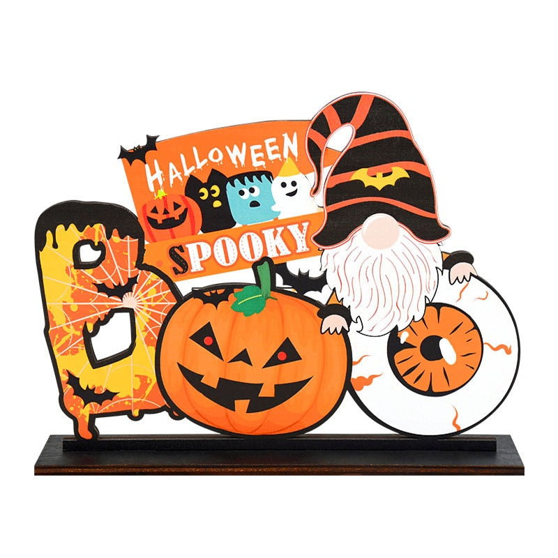 Halloween Wooden Ornaments Pumpkin Ghost Trick or Treat Pendants Halloween Party Decoration for Home Door Hanging Signs Kids Toy