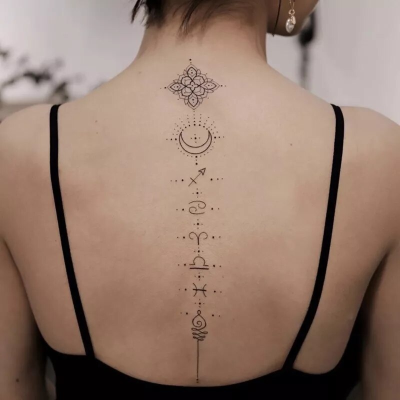 Waterproof Temporary Tattoo Sticker Sexy Black And White Ink Style Flower Line Tattoo Flash Tattoo Back Female