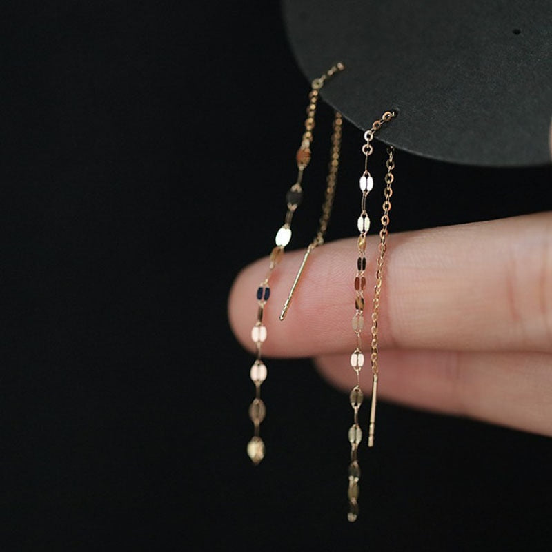 Korea Gold Color Flower Chain Tassel Drop Earrings For Women Bird Rabbit Leaf Airplane Long Piercing Line Earrings Party Jewelry