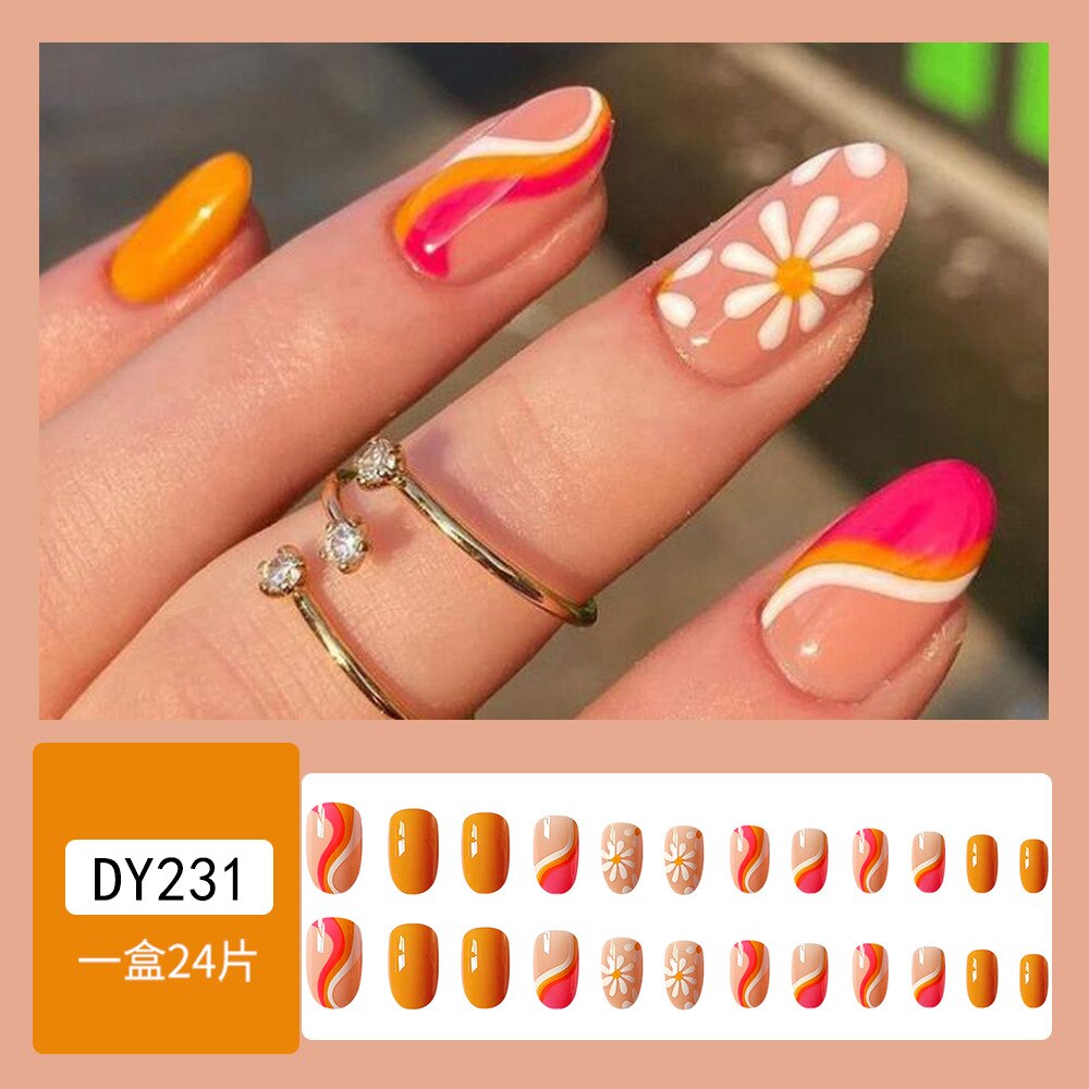 24pcs 2022 Ballet False Nail Full Cover Fake Nail Butterfly Love Nails Tip French Coffin Nails Press on Nails Free Shipping