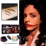 Halloween SFX Makeup Kit Safe Skin-friendly Scars Wax Fake Blood Gel Silver Spatula Special Effects Realistic Wounds Makeup Set