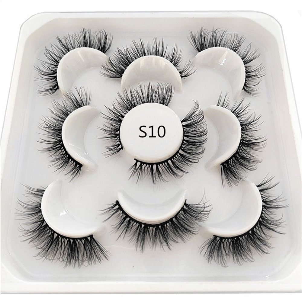 5Pairs 3D Mink False Eyelashes D Curl Fluffy Short Lashes Eyelash Extension Mix Style Handmade Cruelty-free