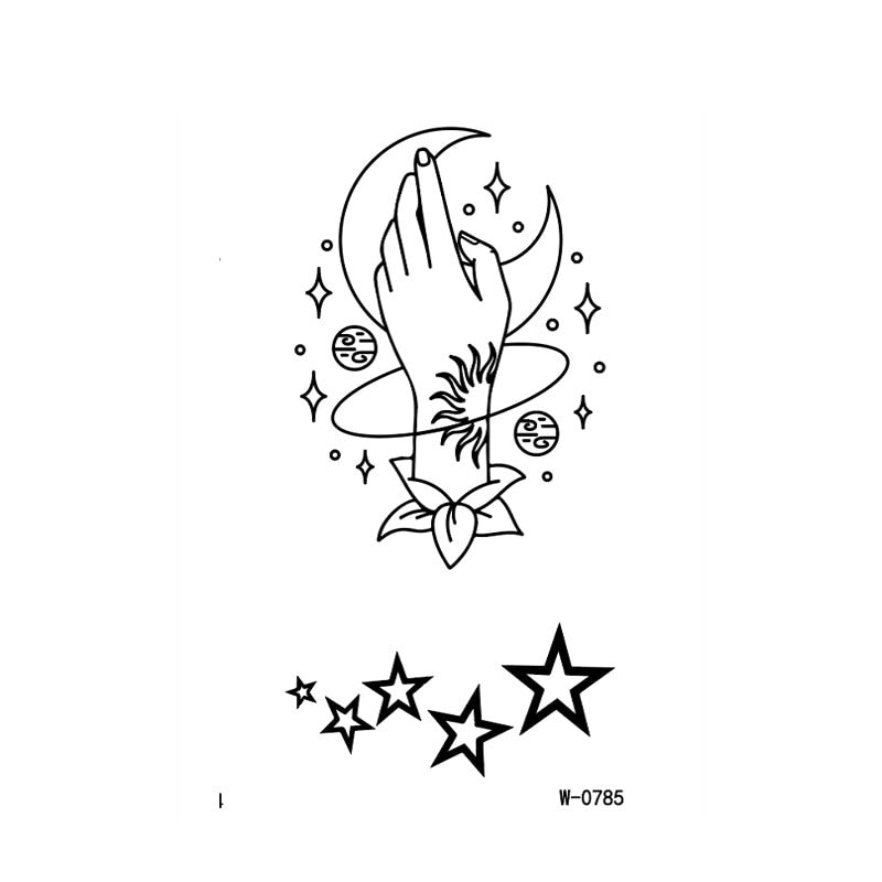 Waterproof Temporary Tattoo Sticker Colorful Stars Moon Love Tattoo Flash Tattoo Arm Female