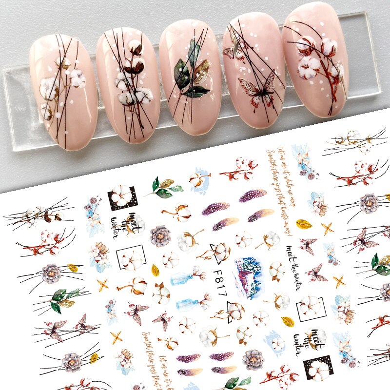 Merry Christmas Nail Art Sticker 3D Sliders Deer Santa Claus Decals New Year Nails Decorations Stickers For Manicure Accessories