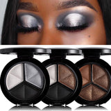 Smoky Eyeshadow Palette Makeup 3 Colors Glitter Shimmer Nude Copper Bronzer Sliver Grey Metallic Cut Crease Eyes Makeup Cosmetic