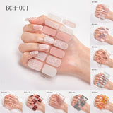 New Arrival Japanese Fashion Designers Nail Stickers Nail Wraps Full Cover Self-Adhesive 14Tips Flower Waterproof Nail Art Decor