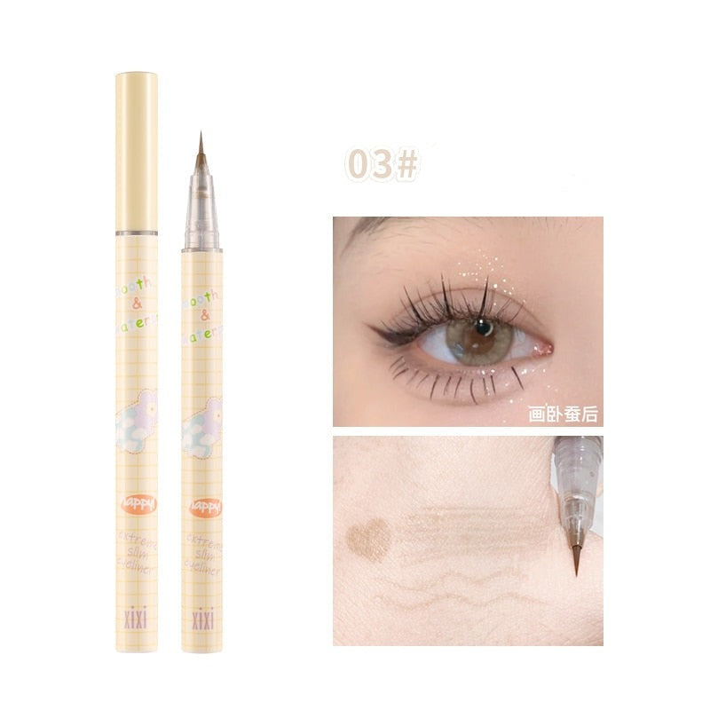 Ultra-Fine Waterproof Liquid Eyeliner Quick-Drying Lying Silkworm Pencil Grey Brown Lasting Eyelashes Pen Cosmetic Makeup Tools