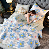 Print Summer Autumn Quilted Quilt Queen Size Soft Comfortable Think Quilts Washable Single Double Blanket for Bed Comforter 1.5