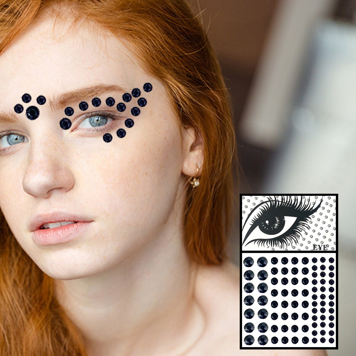 Star Face Gems Temporary Tattoos Eye Eyeliner Tears Crystals Jewels Makeup Sticker Flash Pearl Bindi Dots Jewelry Halloween Rave