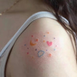 Waterproof Temporary Tattoo Sticker Moon Clouds Heart Stars Cute Harajuku Design Body Art Fake Tattoo Flash Tattoo Arm Female