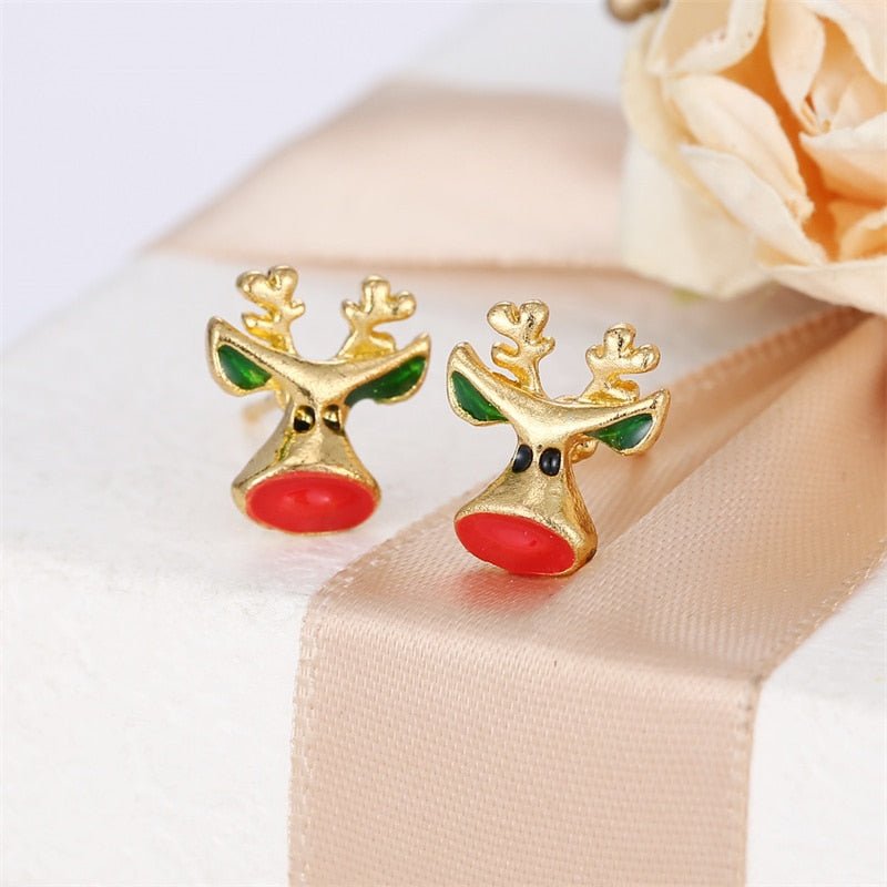 Cute Christmas Elk Dangle Earrings For Women Charm Xmas Deer Star Bowknot Round Ball Drop Earring Girls New Year Party Jewelry
