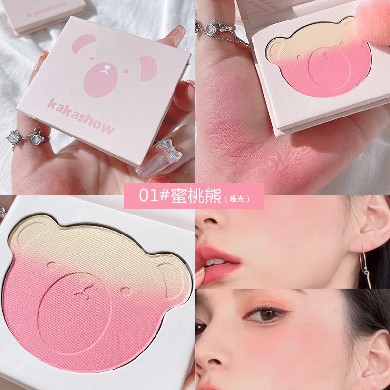 Lovely Bear Natural Matte Blusher Smooth Powder Pink Blush Long Lasting Waterproof Easy to wear Pigmented Cheek Makeup Cosmetics