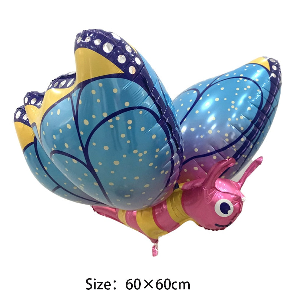 Large Butterfly Dragonfly Foil Balloon Rainbow Flower Plant Helium Balloons Wedding Decorations Baby Shower Birthday Party Favor