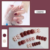 24pcs/box Fake Nails Press on Short Reusable with Designs Set French Artificial Pink kawaii False Tipsy Stick-on Nails Tips Art