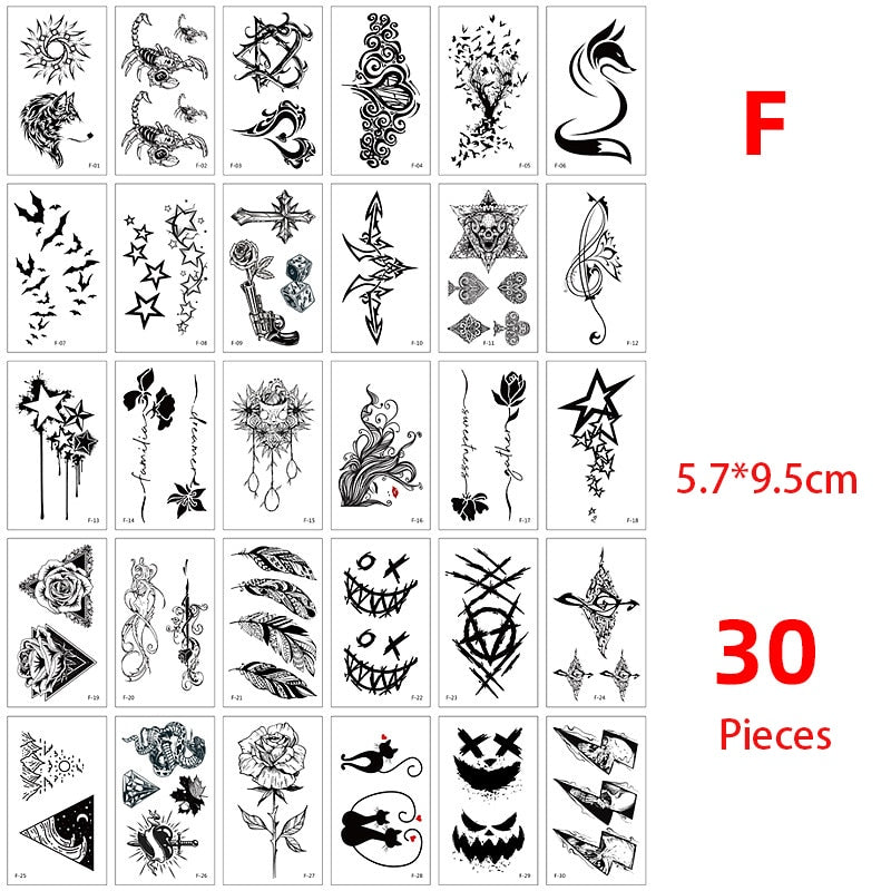 Temporary Tattoo Sticker set English words devil freedom Tatoo Flash Tatto Fake Waterproof stickers for Men Women girls 56 Pcs