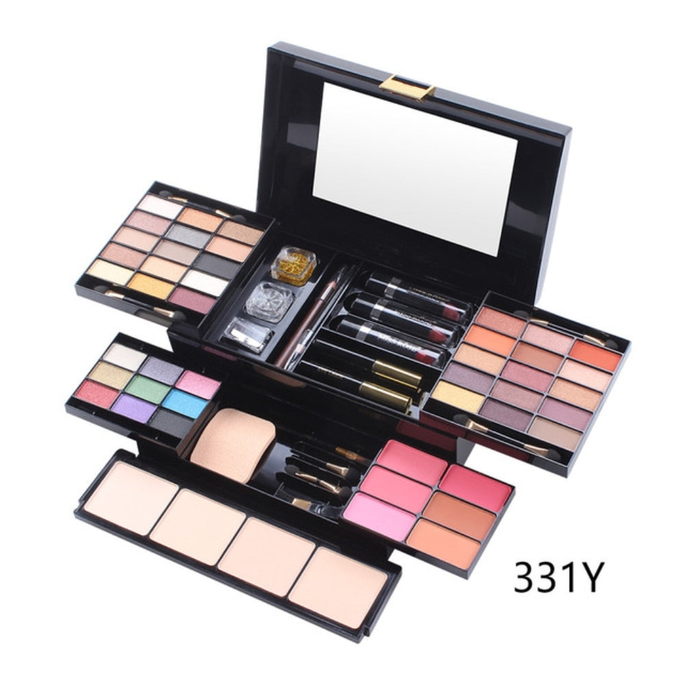 Pro 180 Color Eyeshadow Blush Cosmetic Foundation Face Powder Makeup Case with Mirror Eye Shadow Palette Maquillage Make Up Kit