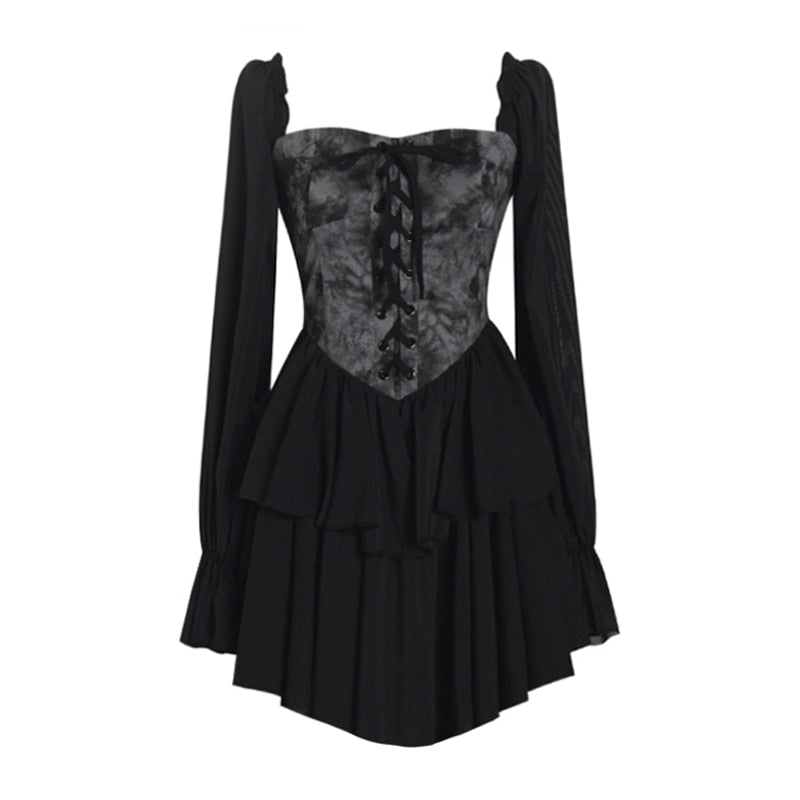 Kawaii Goth Mini Floral  Dress