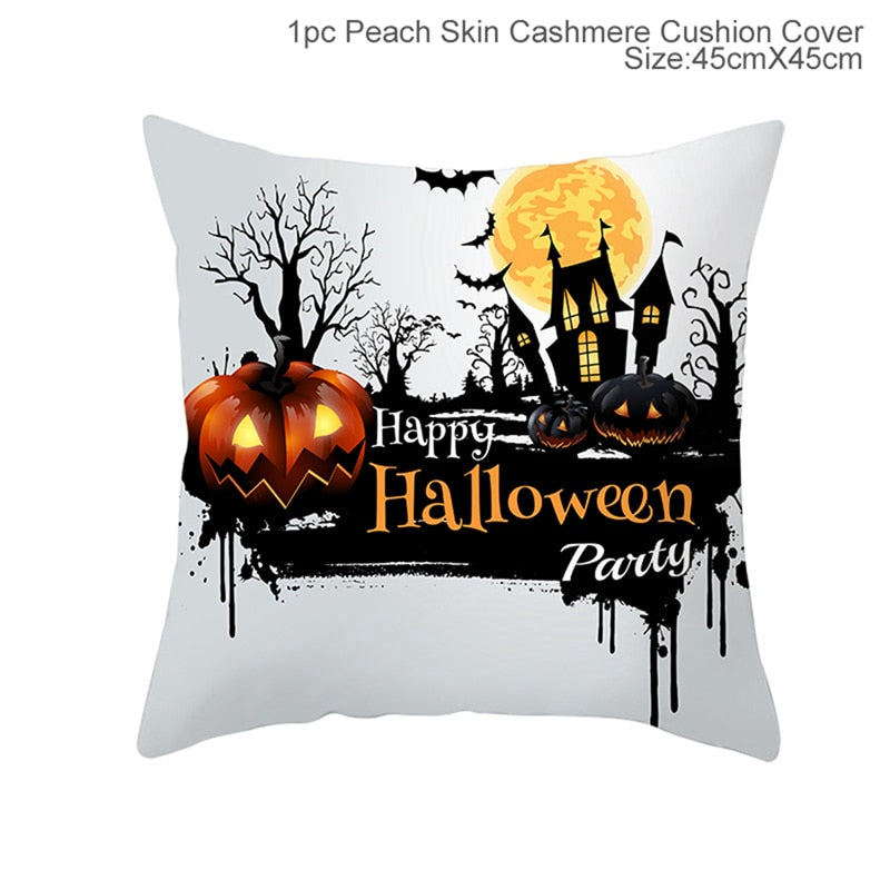 Halloween Cushion Cover Pumpkin Bat Wizard Ghost Halloween Decor For Home Pillowcase Ornament Scary Halloween Party Supplies