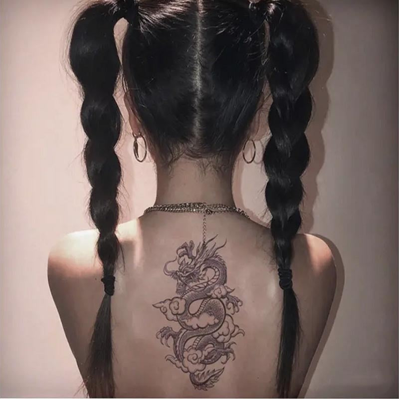 Juice Lasting Tattoo Stickers Dragon Design Flash Tattoo Arm Back Tattoo Stickers for Men Women