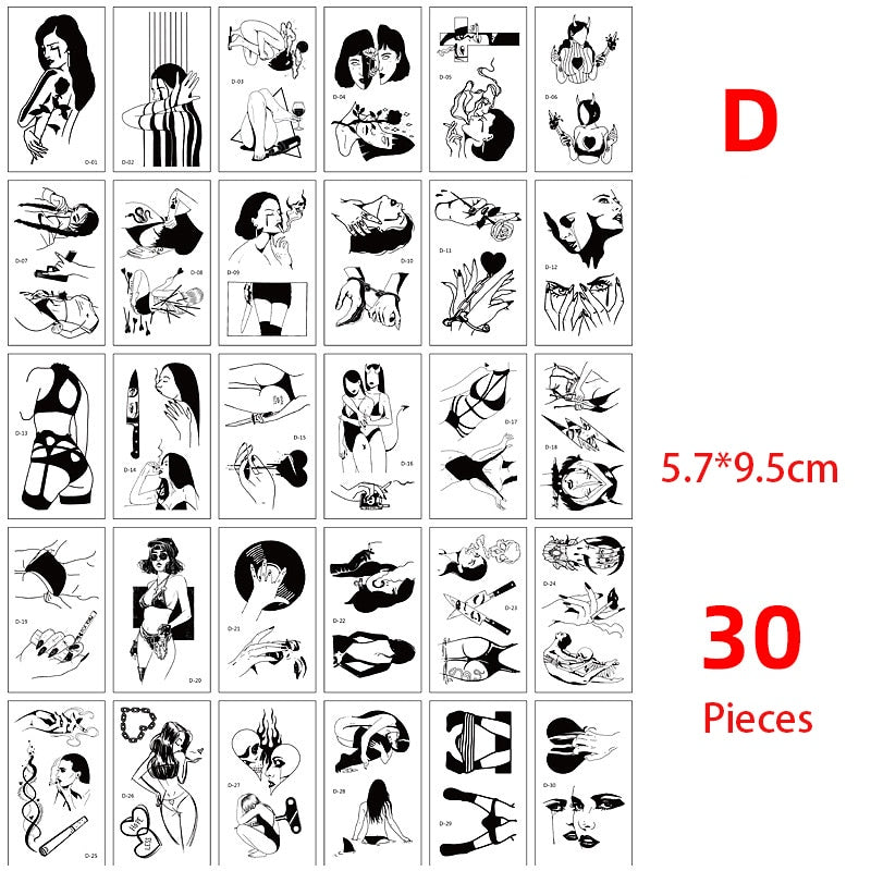 Temporary Tattoo Sticker set English words devil freedom Tatoo Flash Tatto Fake Waterproof stickers for Men Women girls 56 Pcs