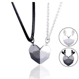 2Pcs/set Magnetic Couple Necklace Lovers Heart Black Red White Pendant Distance Faceted Charm Necklace Women Valentines Day Gift