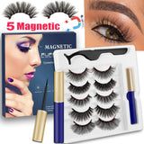 LE 5Pairs 5 Magnetic Eyelashes Eyeliner False Lashes Naturel Mink Eyelashes Waterproof Liquid With Tweezer Faux Cils Magnetique